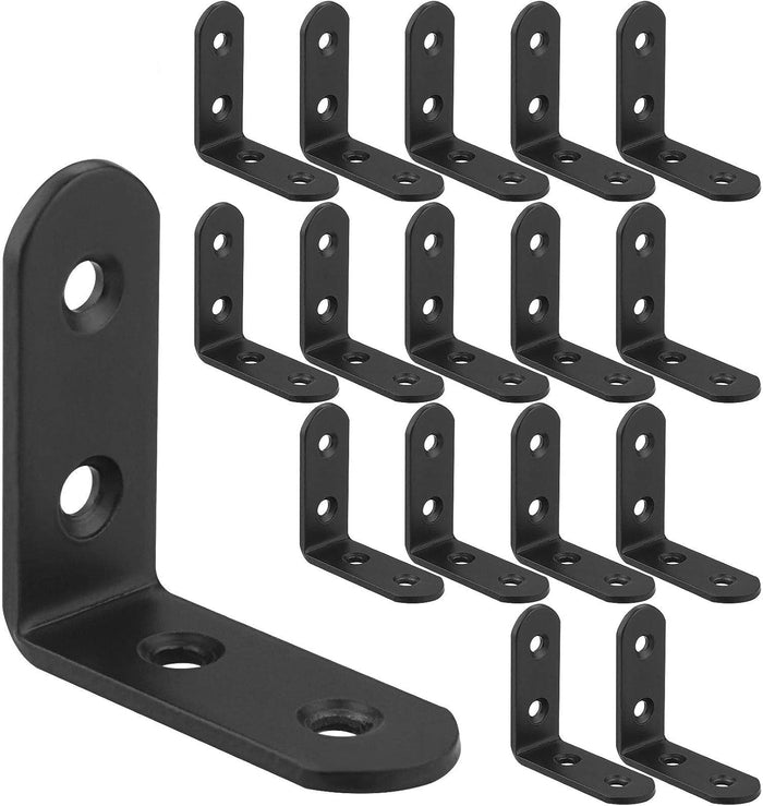 60Pcs Black Corner Bracket, 2”x2” Heavy Duty Black Corner Brace, 3MM Thickness Metal Angle Brackets for Wood, 90 Degree Iron Shelf Bracket Joint Corner Fastener for Furniture Chair Bookshelf Cabinet