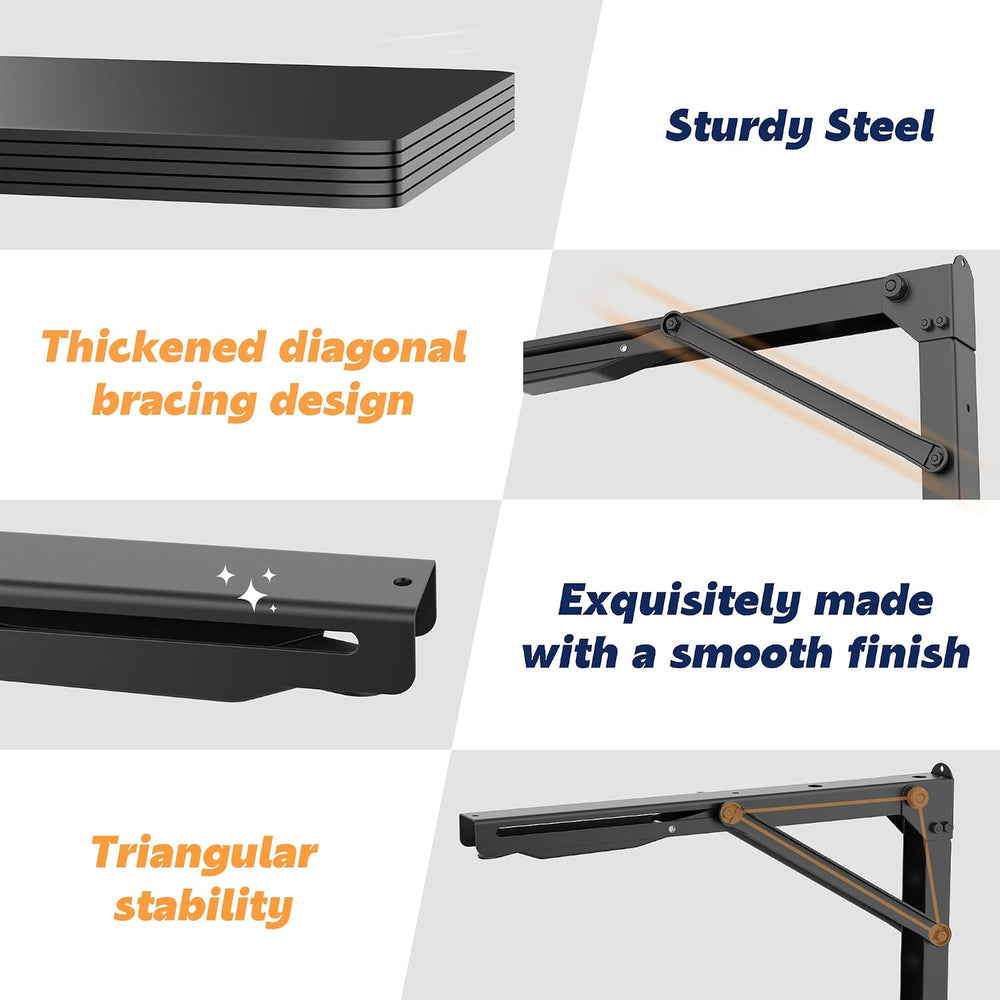 Ultrawall 24 inch Folding Shelf Brackets, Steel Wall Mounted Shelf Bracket