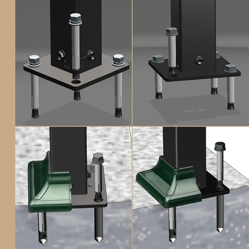 Heavy Duty Steel Fence Base Flange Kit for 1.5'' Square Posts