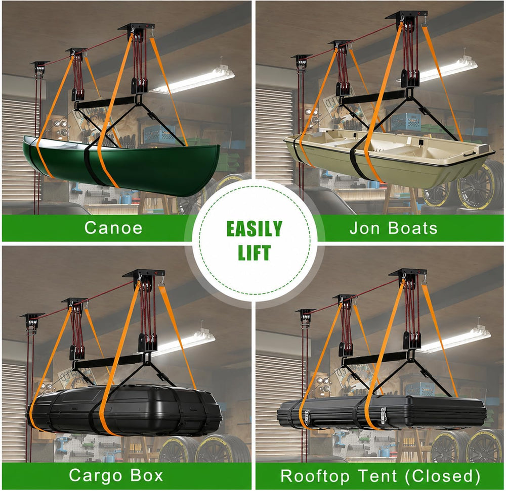 Heavy Duty Kayak Hoist, 250 lbs Auto-Locking Pulley System