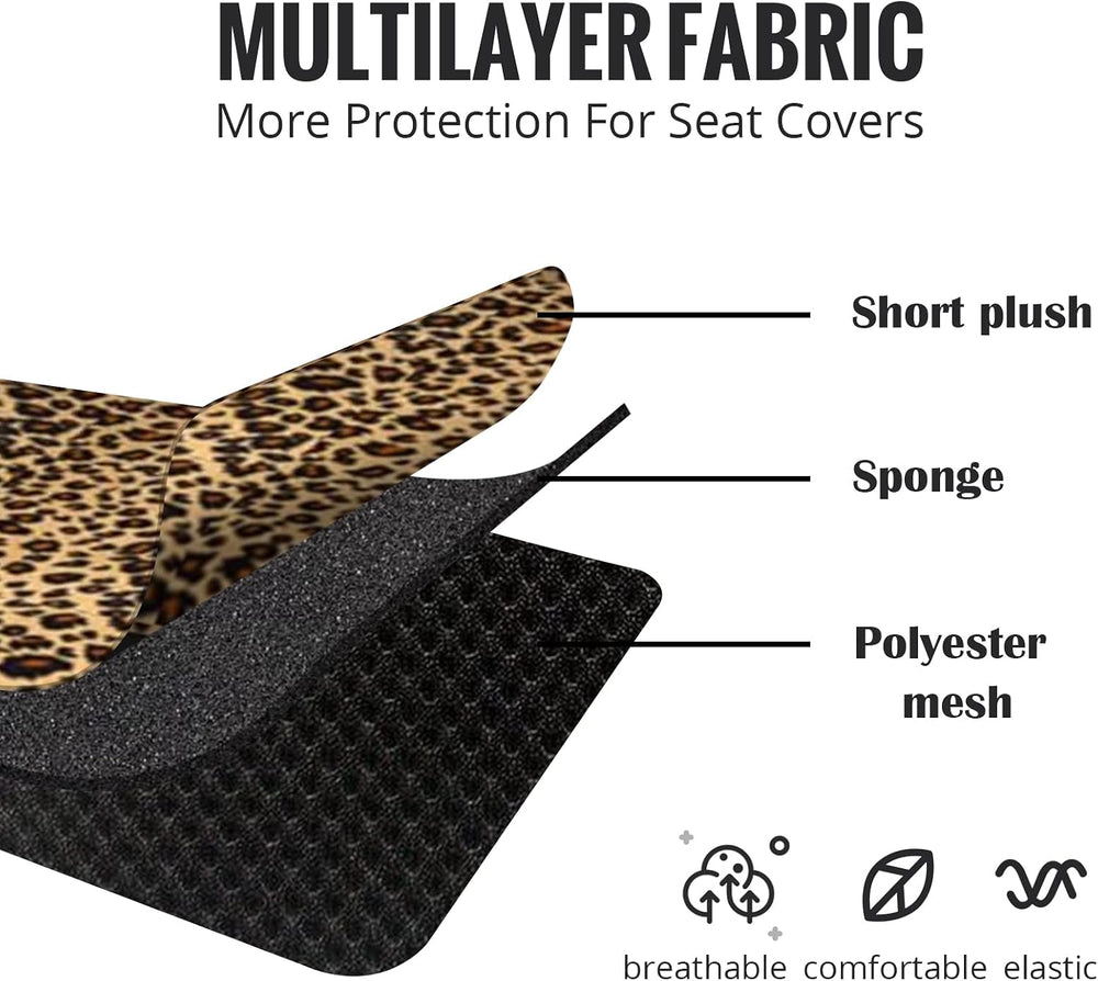 AUTOFAN Leopard Car Seat Covers Full Set with Steering Wheel Cover 2 Seat Bel...