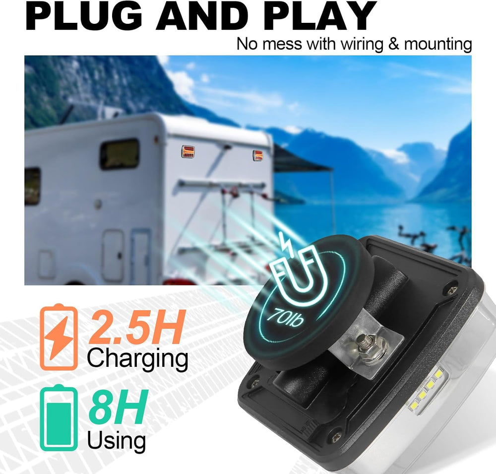 CD033 Magnetic Wireless Trailer Lights w/Flood Beam, Tow Light Kit