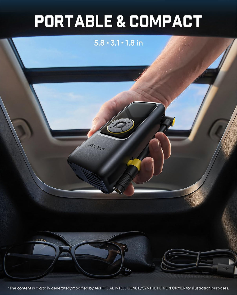 Fanttik X11 Pro+ Portable Tire Inflator, 39s Fast Inflate for Compact Car