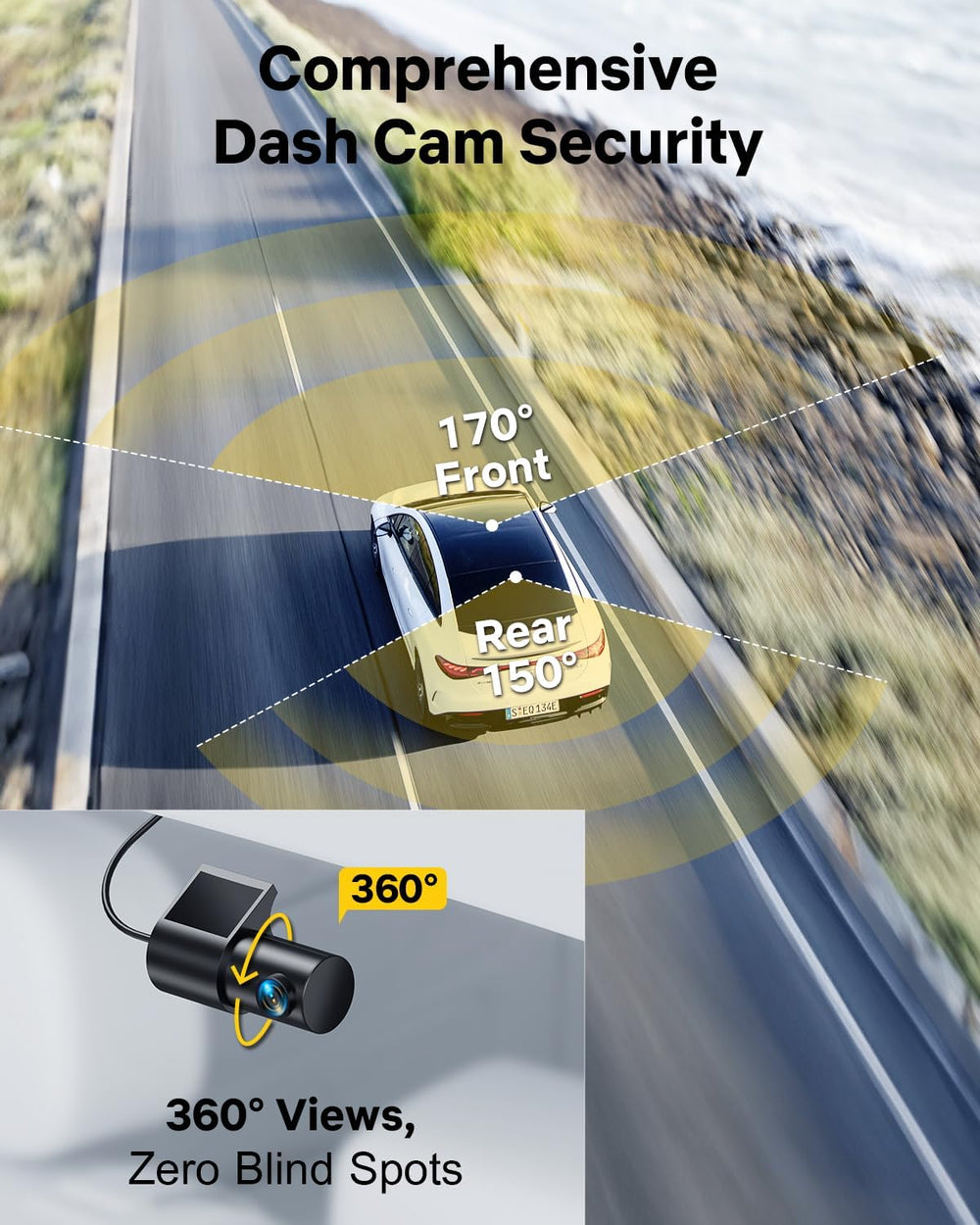 GKU Dash Cam Front and Rear, 3.18'' Touchscreen, 4K+1080P Dashcam
