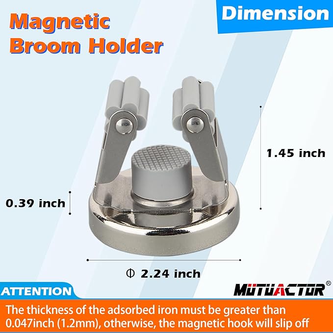 MUTUACTOR Magnetic Broom Holders, No Drilling Magnetic Hooks Broom Mop Bracke...