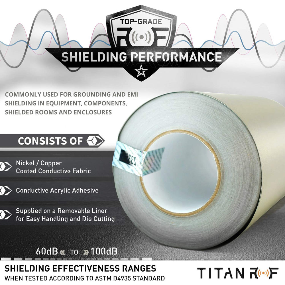 TitanRF Faraday Tape, Conductive Adhesive RF Shielding Roll, 6in x 10ft