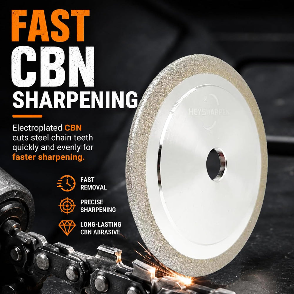 CBN Chainsaw Grinding Wheel 5-3/4", 7/8" Arbor, 3/16" Thick, f...