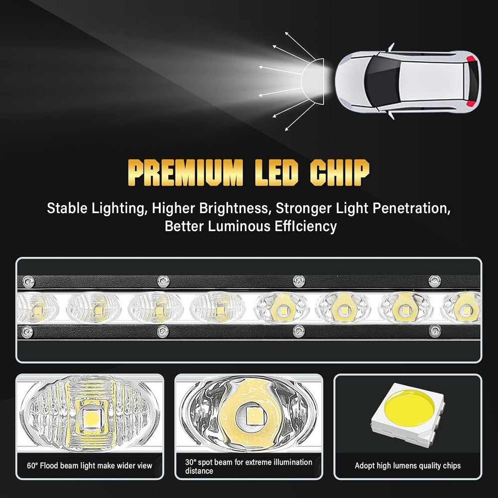 SKYWORLD 25 inch 120W Single Row LED Light Bar, Waterproof 6000K White