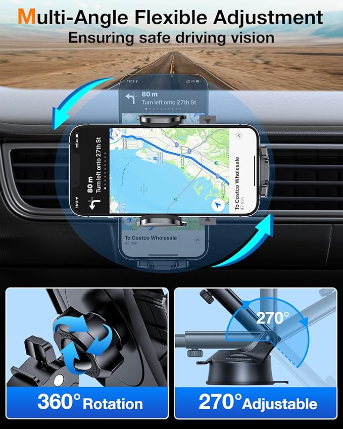 HTU 2025 Upgraded Car Phone Holder 【Safety Certs & No Smell】 Cell Phone H...