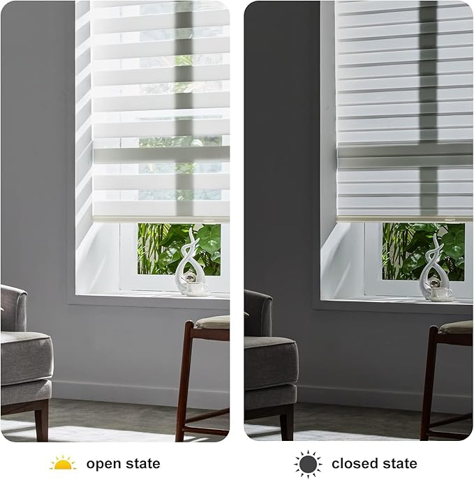 Persilux Zebra Blinds for Windows, Cordless Roller Shades for Windows Room