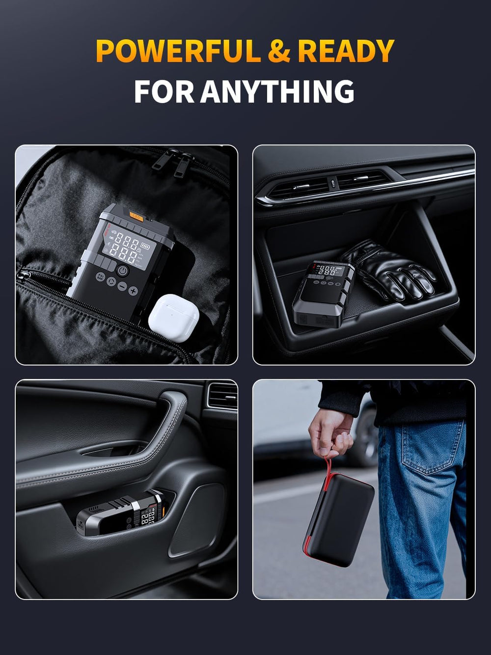 6000A Portable Battery Jump Starter with Air Compressor for Car
