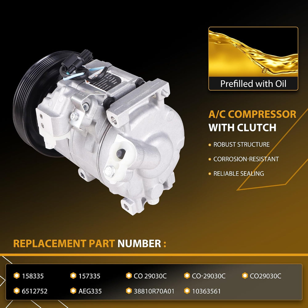 Air Conditioner AC Compressor with 6PK Clutch
