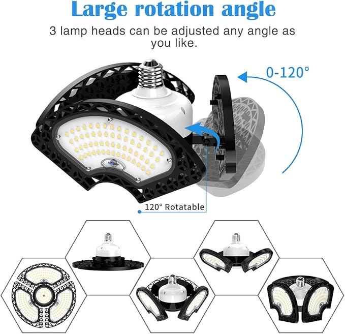 LED Garage Light 120W Deformable LED Ceiling Lights 18000 Lumens Led Shop Lights