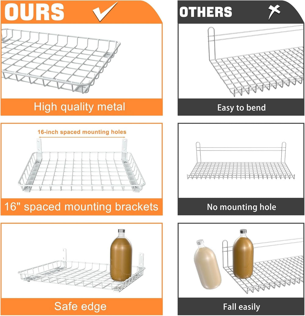 TORACK 2-Pack 12x24 inch Wall-Mounted Shelf, Garage Wall Shelves