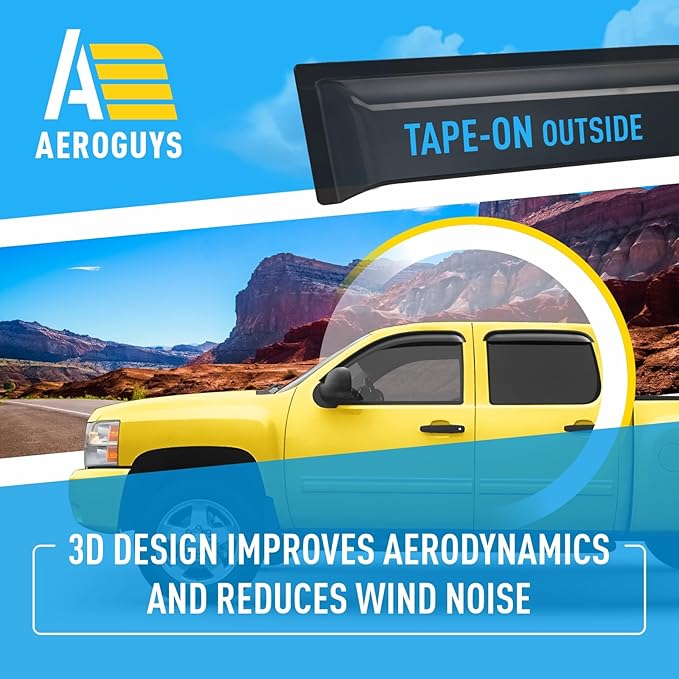 Extra Durable Window Deflectors Tape-On Window Visors Rain Guards Fit (4 pcs)