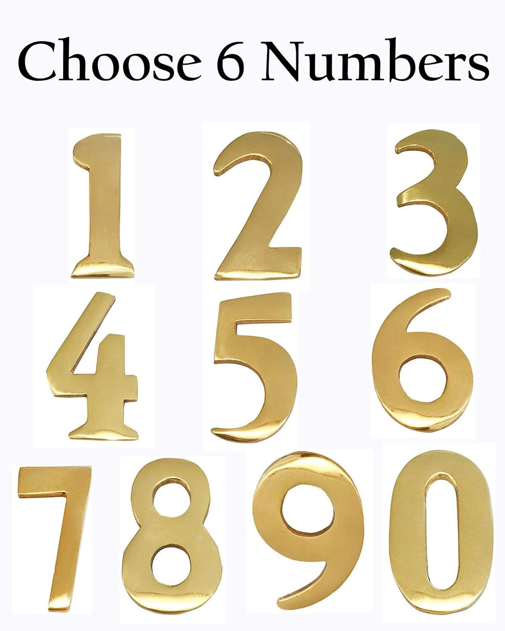 Custom 2-Inch Brass Self-Adhesive Numbers (6-Pack)