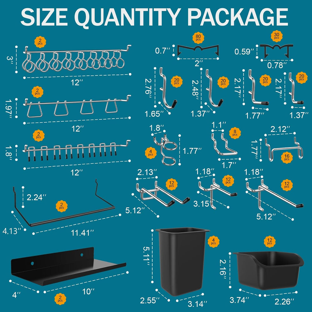 Metal Peg Board Kit with 1/4" Pegboard Accessories, 6 Pack 12"X24&q...