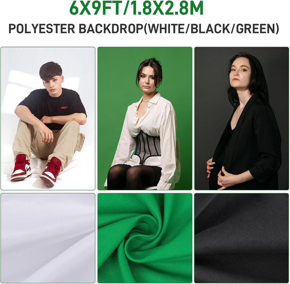Photography Lighting kit with Backdrops, 8.5x10ft Backdrop Stands, Zyernar LE...