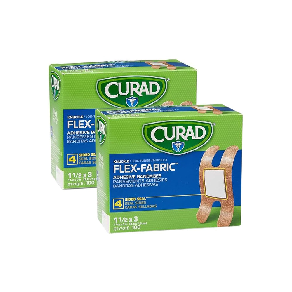 CURAD Flex-Fabric Adhesive Bandages, Knuckle, 100 CT, Pack of 2
