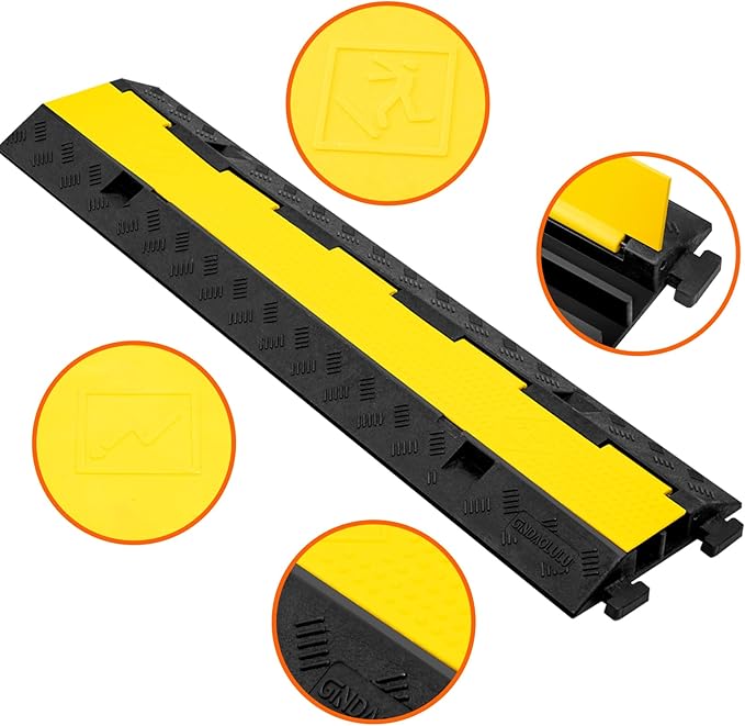 2 Channel 3 Pack Cable Protector Ramp Traffic Wire and Hose Ramp Cord Cover