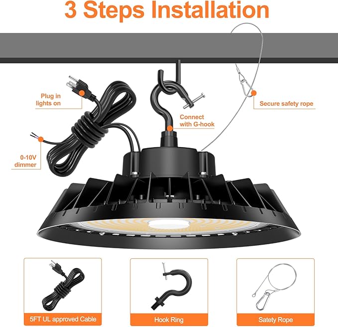 6Pack LED High Bay Lights, Super Bright 200W UFO High Bay LED Shop Lights
