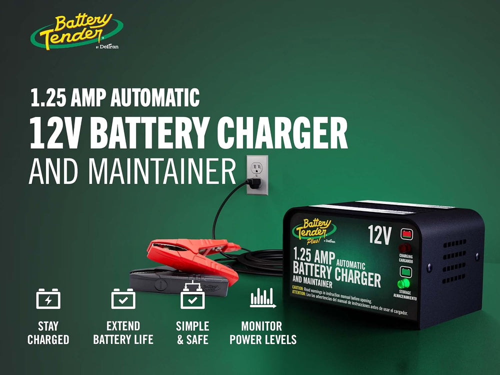 Battery Tender Plus 12V 1.25 AMP Car & Motorcycle Battery Charger and Mai...