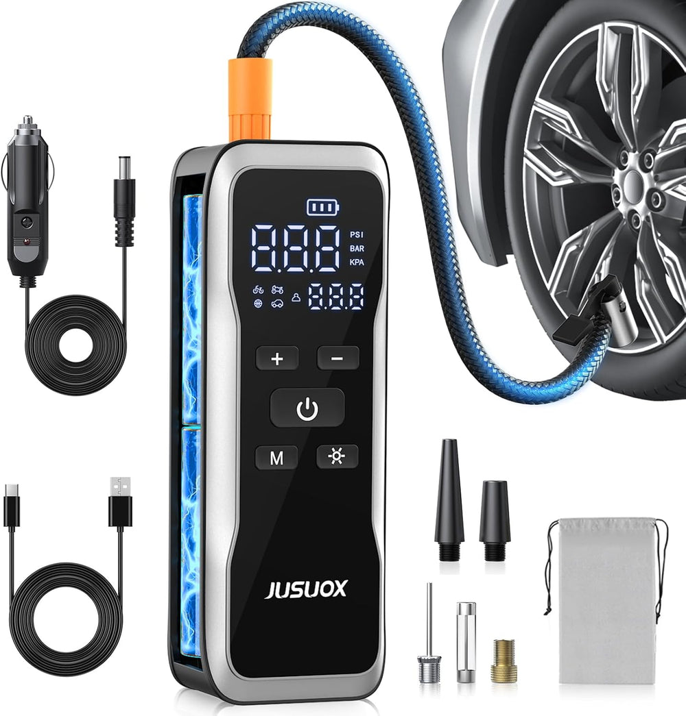 Tire Inflator Portable Air Compressor, Dual Power Air Pump