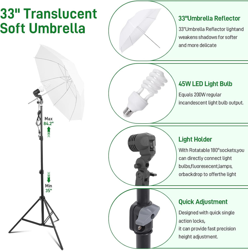Photography Lighting kit with Backdrops, 8.5x10ft Backdrop Stands, Zyernar LE...