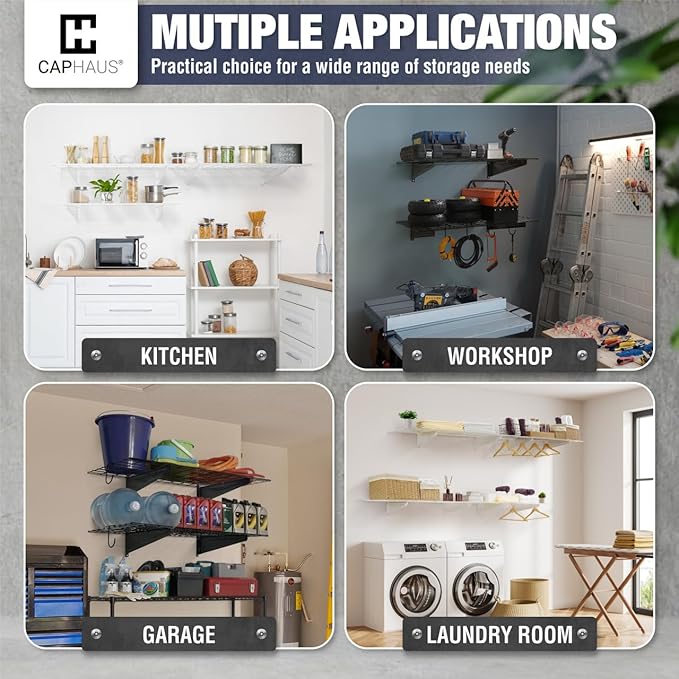 CAPHAUS 2-Pack Garage Shelving Wall Mounted 36x18 Inch, Heavy Duty Metal Wall