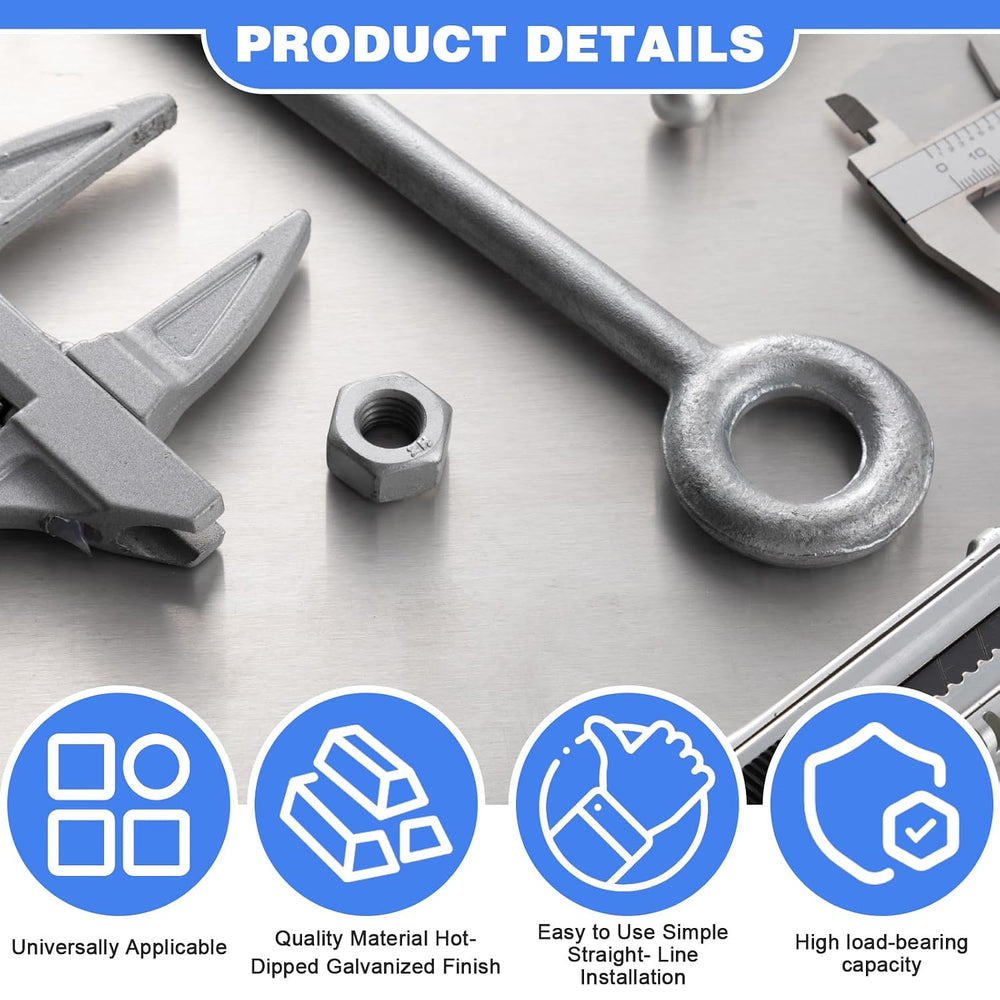 LEIFIDE 8 Pack 1/2" x 18" Eye Bolt Heavy Duty with Nut for Wood
