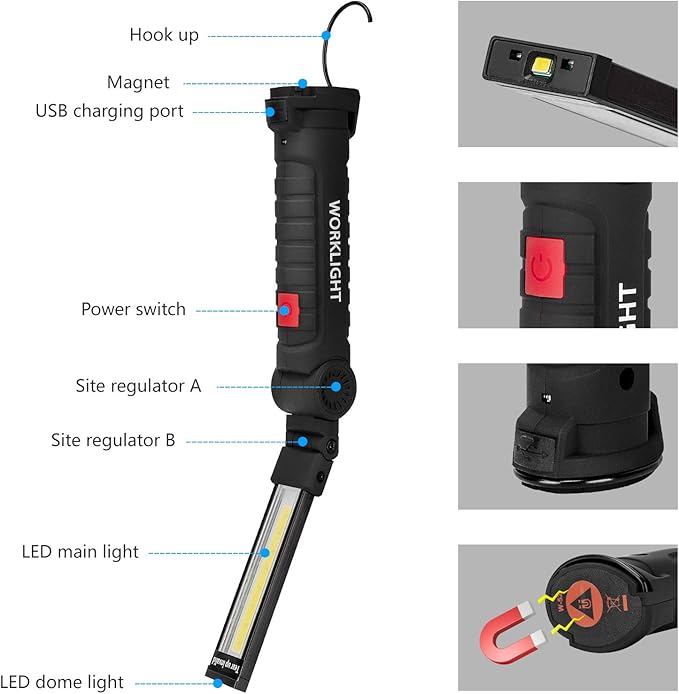 Gifts for Men 3Pack LED Flashlight, Rechargeable Work Lights
