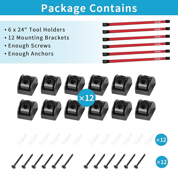 6 Pieces 24" Magnetic Tool Holder Strip, Metal Tool Organizer Rack