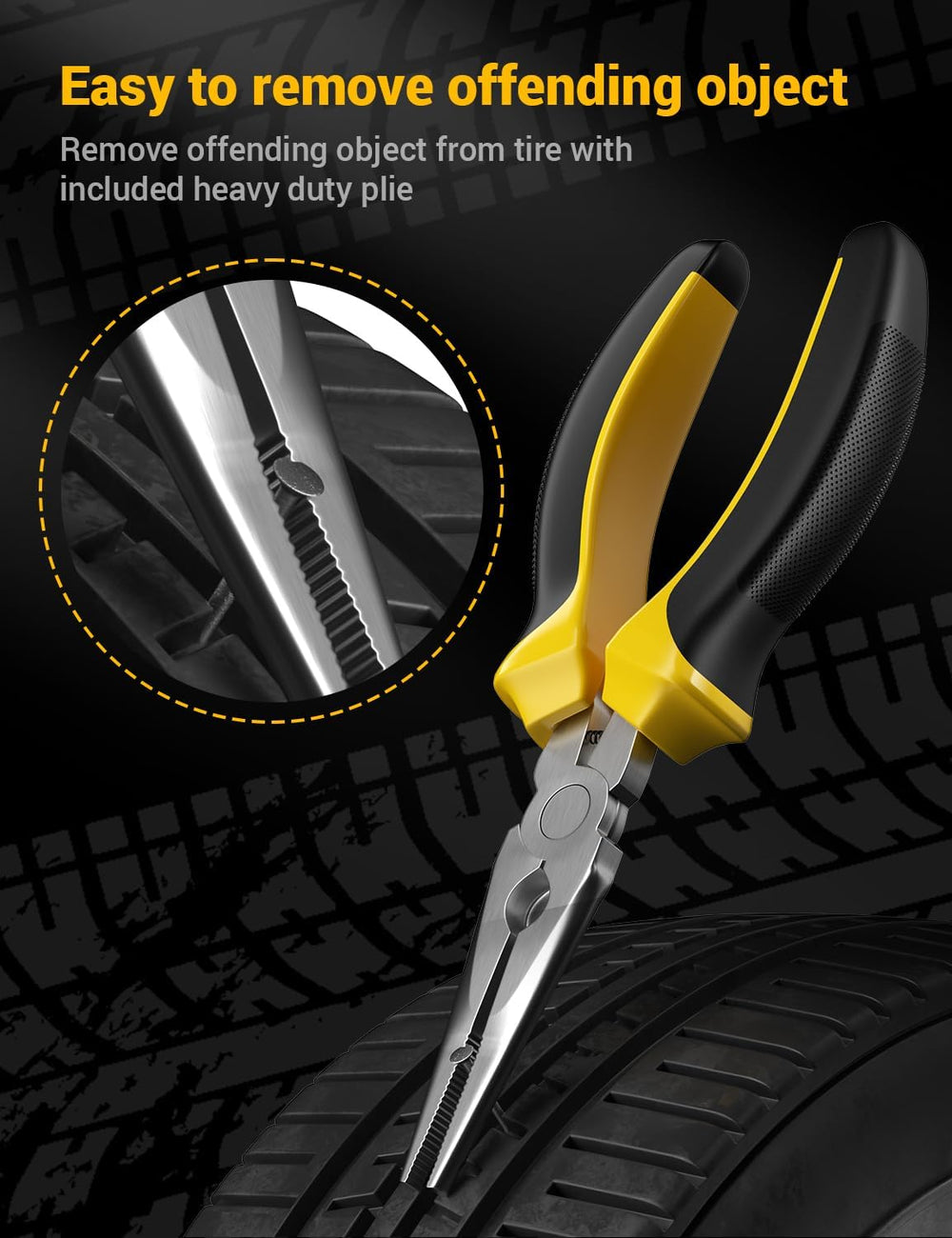 Flat Tire Repair Kit with Air Compressor, Professional Tire Plug Kit