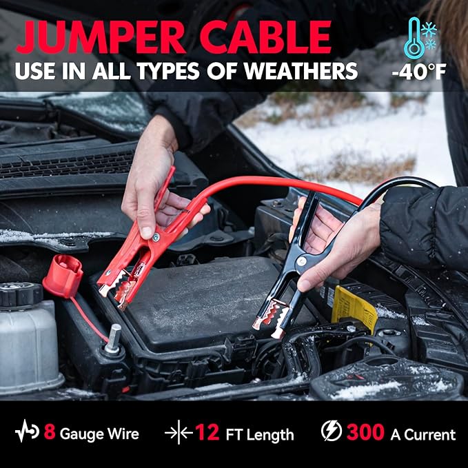Car Emergency Kit with Portable Air Compressor, First Aid Kit, Jumper Cables