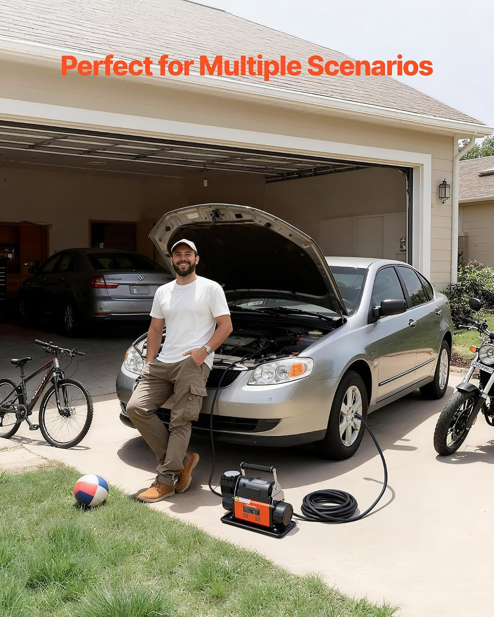 VEVOR 12V Heavy Duty Air Compressor, Auto-Stop Portable Tire Inflator with LC...