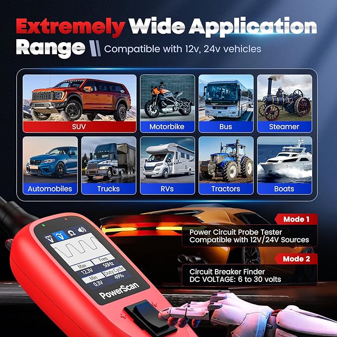 Autel PowerScan Automotive Circuit Tester, Power Circuit Probe Tool, 12-24V