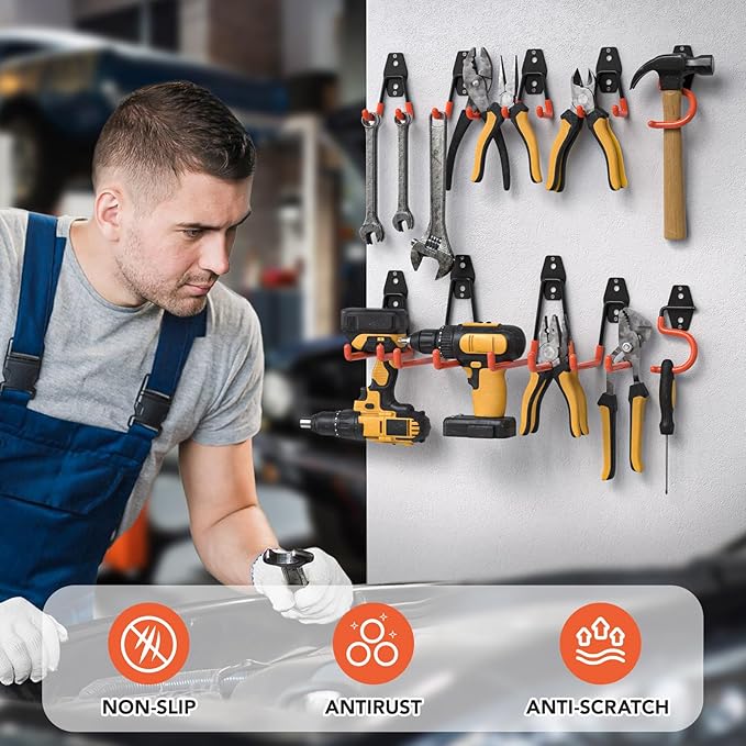 30 Pack Garage Hooks with Anti-Slip Coating, Heavy Duty Wall Mount Storage Ho...