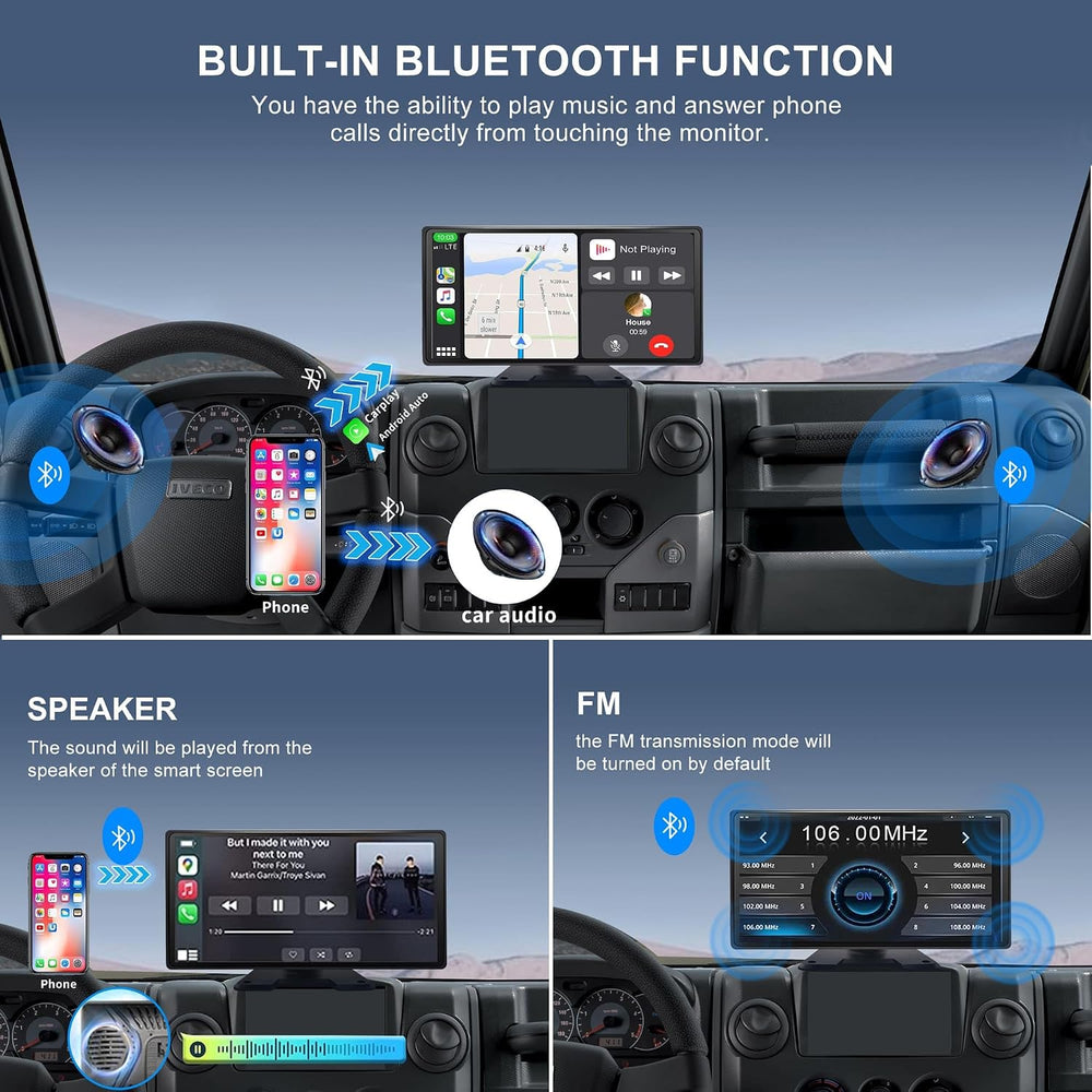 10.36" 4-Channel RV Backup Camera System Carplay & Android Auto