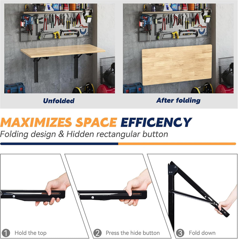 Ultrawall 24 inch Folding Shelf Brackets, Steel Wall Mounted Shelf Bracket