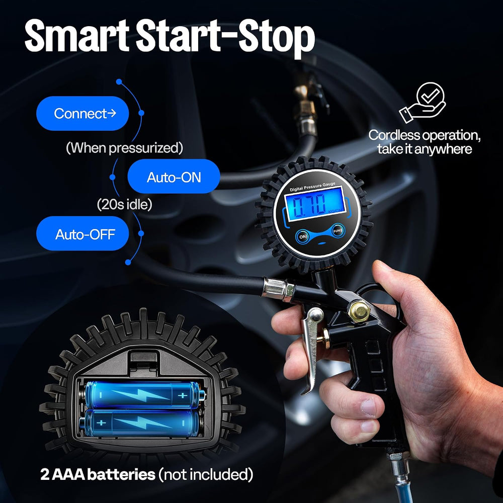 SPECSTAR 2 Pack Digital Tire Pressure Gauge with Inflator, Night Available