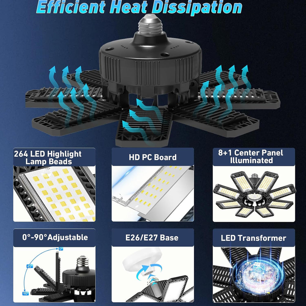 Garage Light 6 Pack - 240W 24000LM 6500K Garage Lights Ceiling LED with 8+1 D...