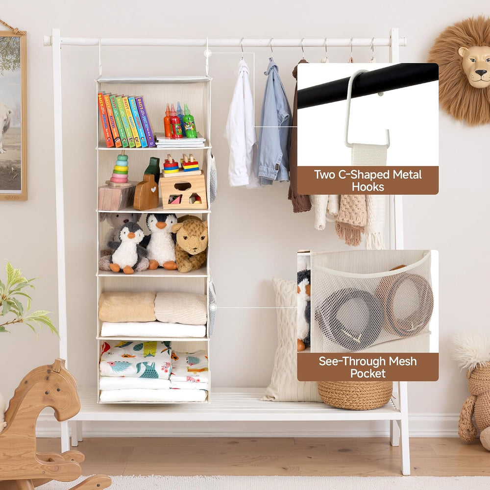 StorageWorks Hanging Closet Organizer for Small Closets, 5 Shelf