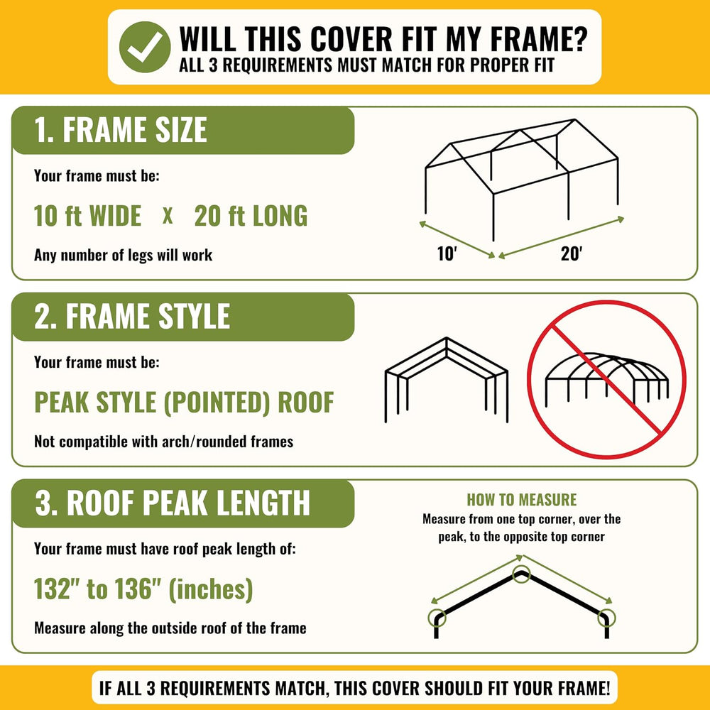 10x20 ft Carport Replacement Canopy Cover with Enclosure Kit - Heavy-Duty Wat...