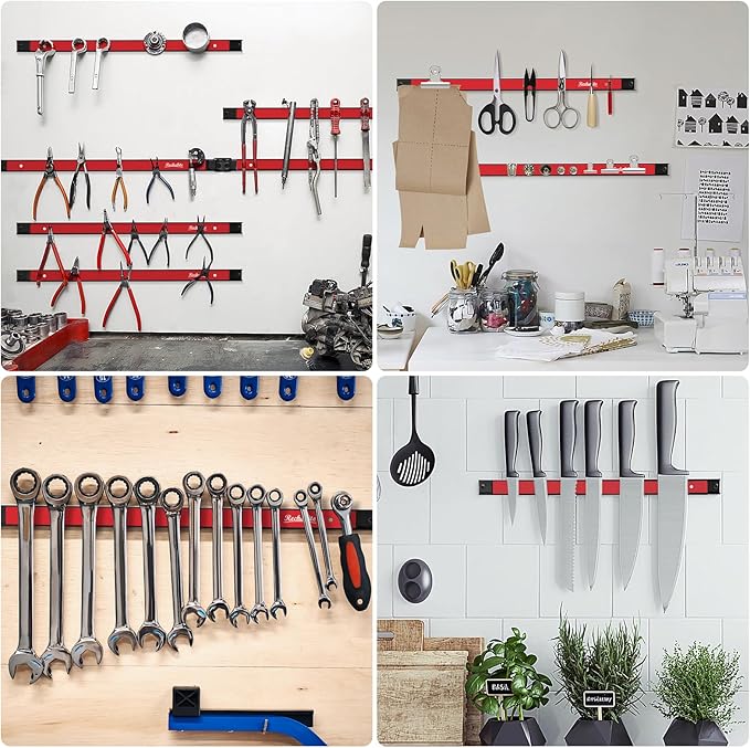6 Pieces 24" Magnetic Tool Holder Strip, Metal Tool Organizer Rack