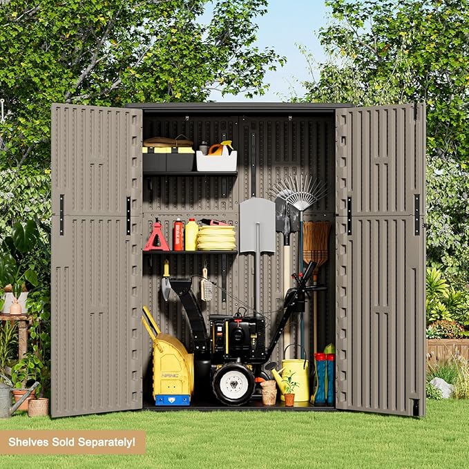 KINYING Outdoor Storage Cabinet Waterproof, 57 Cu.ft Resin Vertical Outdoor