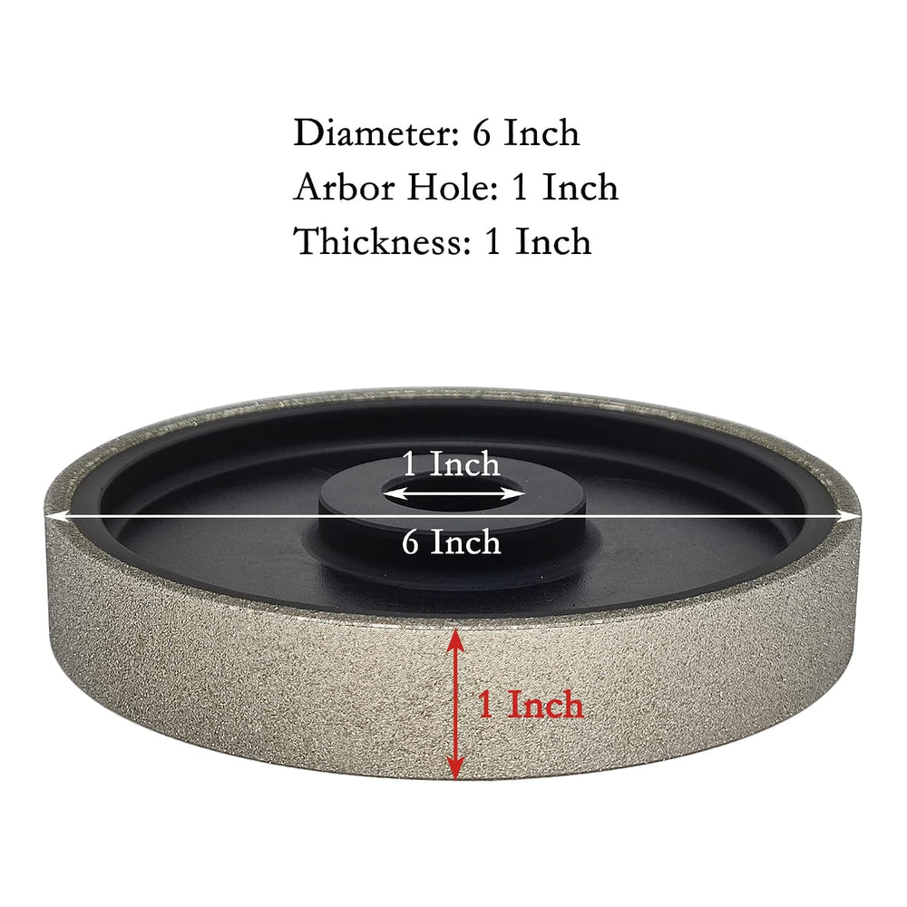 6 Inch Diamond Lapidary Grinding Wheel 80 Grit, 1 Inch Arbor Hole