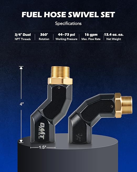 Orion Motor Tech 2pcs 3/4" NPT Fuel Hose Nozzle Swivel Kit
