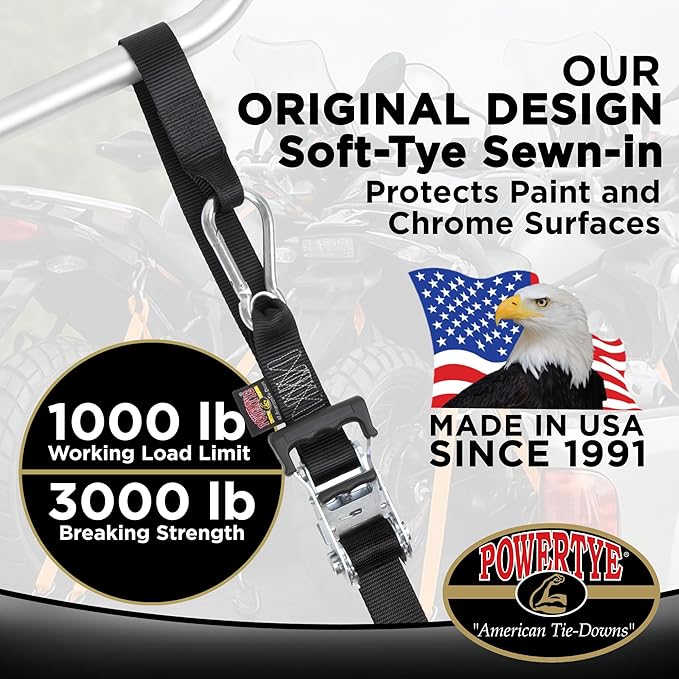 PowerTye 1.5in x 6.5ft Heavy Duty Ratchet Tie-Down Straps