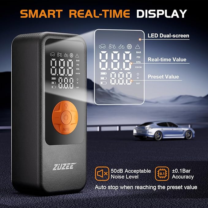 Tire Inflator Portable Air Compressor, 4X Faster Inflation & High-Capacity
