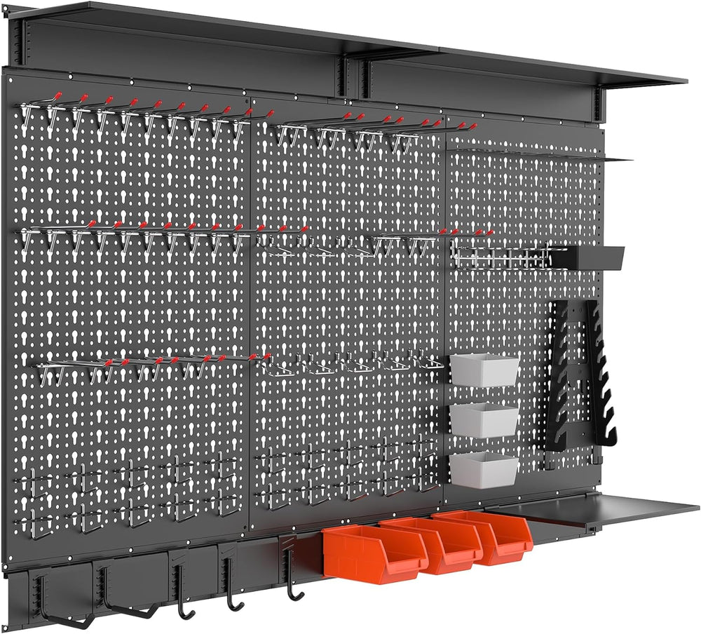 WALMANN 113 PCS Pegboard Wall Organizer Kit with Pegboard Hooks, Black